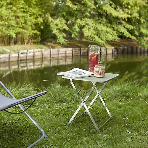 GoodHome Saba Khaki Green Metal Foldable 2 Seater Square Side Table 1 GoodHome Saba Khaki Green Metal Foldable 2 Seater Square Side Table