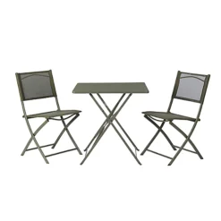 GoodHome Saba Khaki Green Metal Foldable 2 Seater Square Table -Outsunny Garden Zone goodhome saba khaki green metal foldable 2 seater square table5059340124667 09c