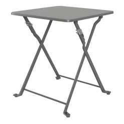 Outsunny Garden Zone 22 GoodHome Saba Steel Grey Metal Foldable 2 Seater Square Side Table