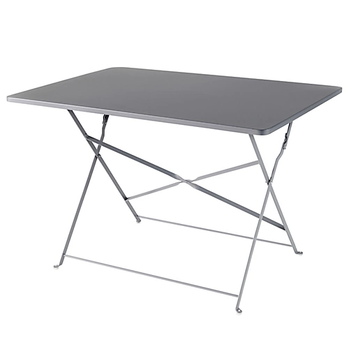 GoodHome Saba Steel Grey Metal Foldable 4 Seater Rectangular Table 1 GoodHome Saba Steel Grey Metal Foldable 4 Seater Rectangular Table