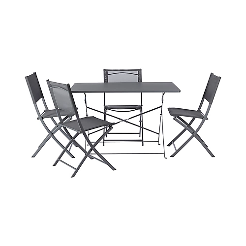 GoodHome Saba Steel Grey Metal Foldable 4 Seater Rectangular Table 3 GoodHome Saba Steel Grey Metal Foldable 4 Seater Rectangular Table - Image 3