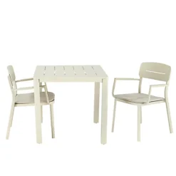 GoodHome Santorin Sand Metal 4 Seater Table -Outsunny Garden Zone goodhome santorin sand metal 4 seater table5059340125039 09c