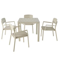 GoodHome Santorin Sand Metal 4 Seater Table -Outsunny Garden Zone goodhome santorin sand metal 4 seater table5059340125039 23c