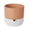 GoodHome Terracotta & White Terracotta Circular Plant Pot (Dia)22.8cm