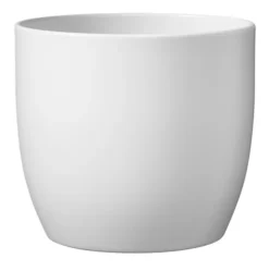 GoodHome White Ceramic Circular Plant Pot (Dia)21.5cm