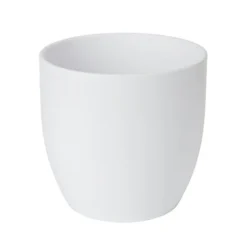 GoodHome White Ceramic Circular Plant Pot (Dia)24.3cm