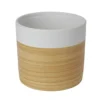 GoodHome White Clay Wood Effect Circular Plant Pot (Dia)22.5cm
