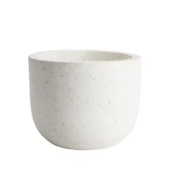 GoodHome White Speckled Circular Plant Pot (Dia)21cm