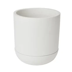 GoodHome White Terracotta Circular Plant Pot (Dia)20.5cm