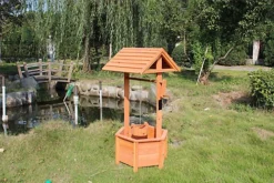 Gr8 Garden Wooden Wishing Well Bucket Planter Plant Flower Pot Patio Ornament -Outsunny Garden Zone gr8 garden wooden wishing well bucket planter plant flower pot patio ornament5057102005575 03c MP