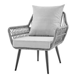 Grey 4 Piece Sofa Garden Set With Wicker Rope Style Chairs Coffee Black Glass Topped Topper -Outsunny Garden Zone grey 4 piece sofa garden set with wicker rope style chairs coffee black glass topped topper5056546205848 04c MP