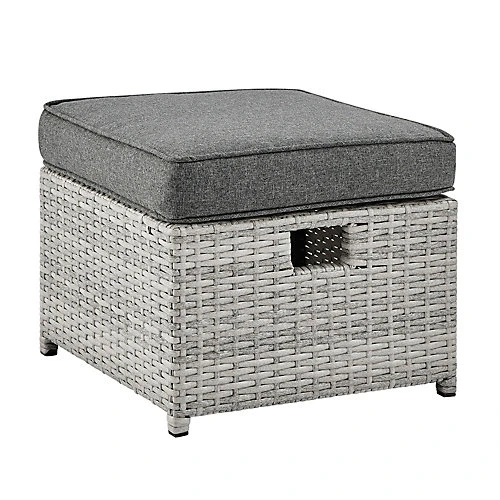 Grey Rattan Grey Cushions 6 Piece Garden Sofa Chairs Footstools Glass Top Coffee Table 4 Grey Rattan Grey Cushions 6 Piece Garden Sofa Chairs Footstools Glass Top Coffee Table - Image 4