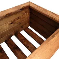 Hand Made 108cm X 41cm Rustic Wooden Large Garden Trough / Flower Bed Planter -Outsunny Garden Zone hand made 108cm x 41cm rustic wooden large garden trough flower bed planter5060559857192 03c MP