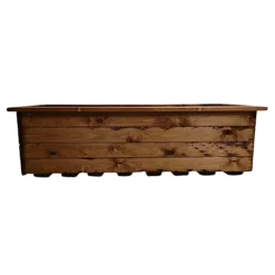 Hand Made 108cm X 41cm Rustic Wooden Large Garden Trough / Flower Bed Planter -Outsunny Garden Zone hand made 108cm x 41cm rustic wooden large garden trough flower bed planter5060559857192 04c MP