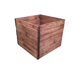 Hand Made 36cm X 36cm X 33cm Rustic Wooden Square Garden Trough Flower Bed Planter