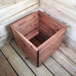 Hand Made 36cm X 36cm X 33cm Rustic Wooden Square Garden Trough Flower Bed Planter -Outsunny Garden Zone hand made 36cm x 36cm x 33cm rustic wooden square garden trough flower bed planter5056589108564 03c MP