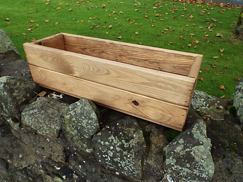 Hand Made 51cm X 18cm X 14cm Rustic Wooden Garden Window Box / Flower Planter 1 Hand Made 51cm X 18cm X 14cm Rustic Wooden Garden Window Box / Flower Planter
