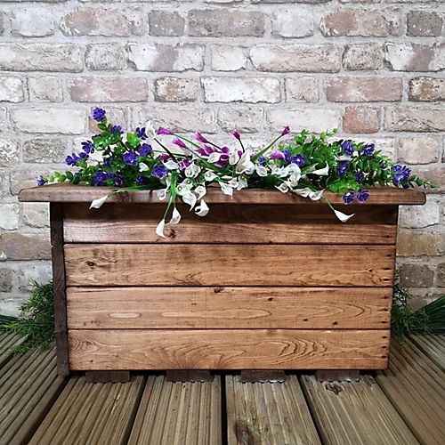 Hand Made 56cm X 34cm Rustic Wooden Small Garden Trough / Flower Bed Planter 1 Hand Made 56cm X 34cm Rustic Wooden Small Garden Trough / Flower Bed Planter
