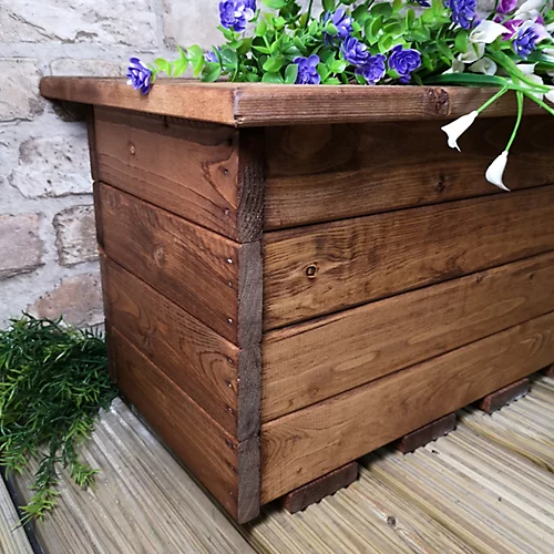 Hand Made 56cm X 34cm Rustic Wooden Small Garden Trough / Flower Bed Planter 2 Hand Made 56cm X 34cm Rustic Wooden Small Garden Trough / Flower Bed Planter - Image 2