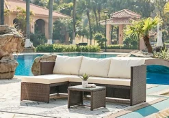 Havana Rattan Garden Furniture Sofa Set Patio Outdoor Corner Lounge, Brown -Outsunny Garden Zone havana rattan garden furniture sofa set patio outdoor corner lounge brown5060678407483 04c MP