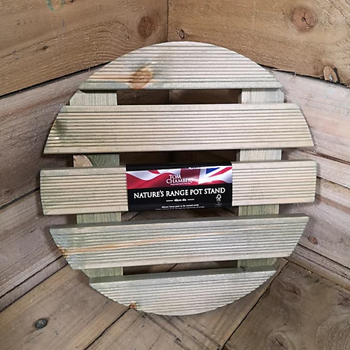 Heavy Duty Round Natural Wood Garden Patio Plant Flower Pot Stand Caddy Trolley Dolly On Strong Metal Castor Wheels 40cm 2 Heavy Duty Round Natural Wood Garden Patio Plant Flower Pot Stand Caddy Trolley Dolly On Strong Metal Castor Wheels 40cm - Image 2