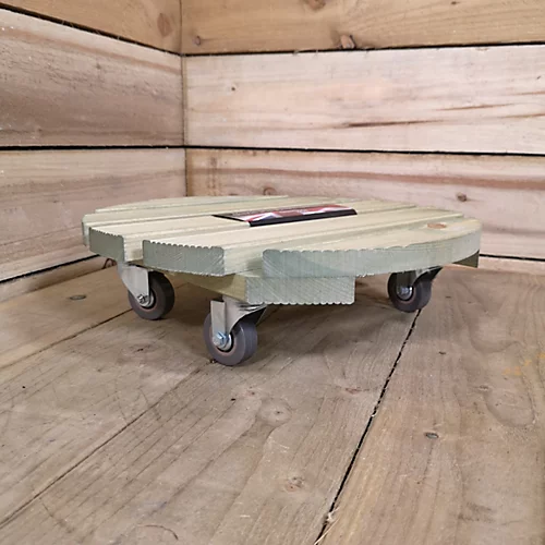 Heavy Duty Round Natural Wood Garden Patio Plant Flower Pot Stand Caddy Trolley Dolly On Strong Metal Castor Wheels 40cm 3 Heavy Duty Round Natural Wood Garden Patio Plant Flower Pot Stand Caddy Trolley Dolly On Strong Metal Castor Wheels 40cm - Image 3