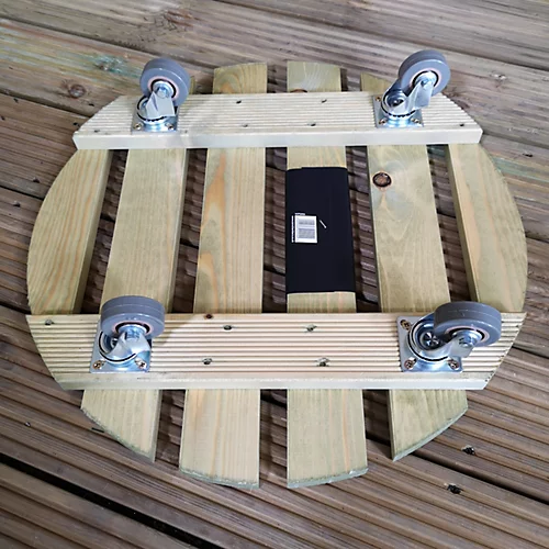 Heavy Duty Round Natural Wood Garden Patio Plant Flower Pot Stand Caddy Trolley Dolly On Strong Metal Castor Wheels 50cm 4 Heavy Duty Round Natural Wood Garden Patio Plant Flower Pot Stand Caddy Trolley Dolly On Strong Metal Castor Wheels 50cm - Image 4