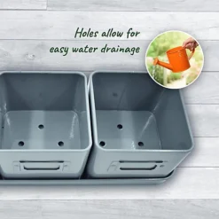 Herb Pots For Kitchen Windowsill For Indoor Herb Planter With Tray (Charcoal) -Outsunny Garden Zone herb pots for kitchen windowsill for indoor herb planter with tray charcoal 5060766071862 03c MP