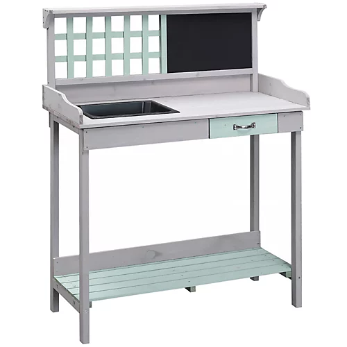 HOMCOM Outdoor Potting Table Bench Workstation Planting Wood Shelves 2 HOMCOM Outdoor Potting Table Bench Workstation Planting Wood Shelves - Image 2