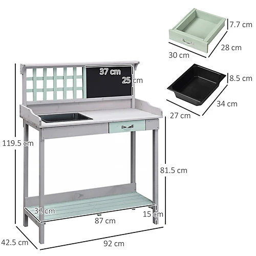 HOMCOM Outdoor Potting Table Bench Workstation Planting Wood Shelves 3 HOMCOM Outdoor Potting Table Bench Workstation Planting Wood Shelves - Image 3