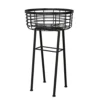 HORTICO Black Metal Plant Stand With Basket D29 Cm, Indoor And Outdoor, H51 Cm