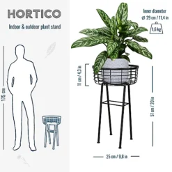 HORTICO Black Metal Plant Stand With Basket D29 Cm, Indoor And Outdoor, H51 Cm -Outsunny Garden Zone hortico black metal plant stand with basket d29 cm indoor and outdoor h51 cm5060874793359 03c MP