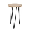 HORTICO Mid-Century Modern Black Plant Stand With Bamboo Wooden Top Indoor And Outdoor, D30.5 H41.5 Cm