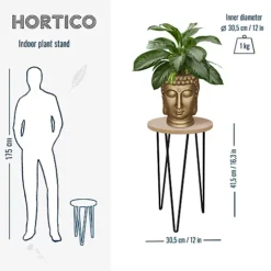 HORTICO Mid-Century Modern Black Plant Stand With Bamboo Wooden Top Indoor And Outdoor, D30.5 H41.5 Cm -Outsunny Garden Zone hortico mid century modern black plant stand with bamboo wooden top indoor and outdoor d30 5 h41 5 cm5060874793403 03c MP