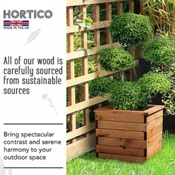 HORTICO Scandinavian Red Wood Square Wooden Planter For Garden, Outdoor Plant Pot Made In The UK H39 L47 W47 Cm, 46L -Outsunny Garden Zone hortico scandinavian red wood square wooden planter for garden outdoor plant pot made in the uk h39 l47 w47 cm 46l5060874792895 06c MP