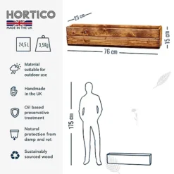 HORTICO Scandinavian Red Wood Window Box Wooden Planter For Garden, Outdoor Plant Pot Made In The UK H14 L76 W23 Cm, 24.5L -Outsunny Garden Zone hortico scandinavian red wood window box wooden planter for garden outdoor plant pot made in the uk h14 l76 w23 cm 24 5l5060874792888 04c MP