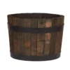 HORTICO Upcycled Oak Wood Half Barrel Wooden Planter For Garden, Outdoor Plant Pot Made In The UK D40 H30 Cm, 37.7L