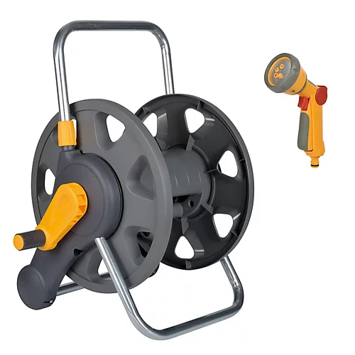 Hozelock 2475 Hose Reel Floor Standing 60m Wall Mounted & 2679 Multi Spray Gun 1 Hozelock 2475 Hose Reel Floor Standing 60m Wall Mounted & 2679 Multi Spray Gun