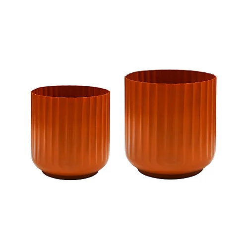 Hudson Orange Corrugated Planters Set Of Two H37cm D37cm 1 Hudson Orange Corrugated Planters Set Of Two H37cm D37cm