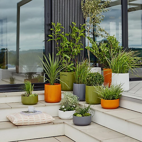 Hudson Orange Corrugated Planters Set Of Two H37cm D37cm 2 Hudson Orange Corrugated Planters Set Of Two H37cm D37cm - Image 2