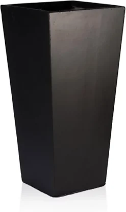 IDEALIST Black Light Concrete Garden Tall Planter, Outdoor Plant Pot With Tapered Shape H50.5 L24.5 W24.5 Cm, 30L