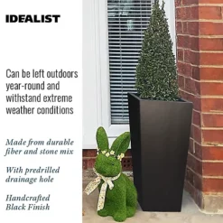 IDEALIST Black Light Concrete Garden Tall Planter, Outdoor Plant Pot With Tapered Shape H50.5 L24.5 W24.5 Cm, 30L -Outsunny Garden Zone idealist black light concrete garden tall planter outdoor plant pot with tapered shape h50 5 l24 5 w24 5 cm 30l5000124502317 06c MP