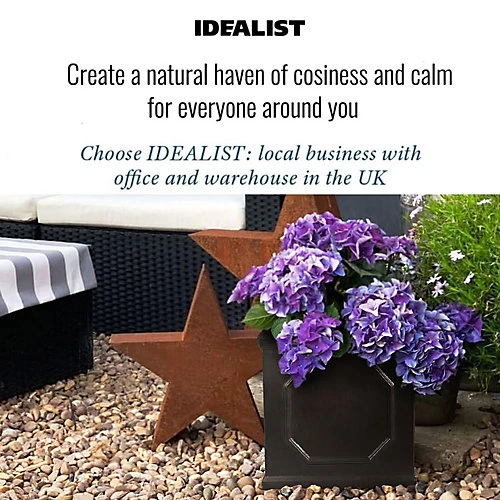 IDEALIST Chelsea Flower Box Square Garden Planter, Faux Lead Dark Grey Light Stone Outdoor Plant Pot W30 H30 L30 Cm, 27L 4 IDEALIST Chelsea Flower Box Square Garden Planter, Faux Lead Dark Grey Light Stone Outdoor Plant Pot W30 H30 L30 Cm, 27L - Image 4