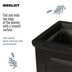 IDEALIST Chelsea Flower Box Square Garden Planter, Faux Lead Dark Grey Light Stone Outdoor Plant Pot W37 H38 L37 Cm, 52L -Outsunny Garden Zone idealist chelsea flower box square garden planter faux lead dark grey light stone outdoor plant pot w37 h38 l37 cm 52l5000124502409 02c MP