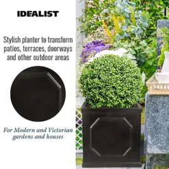 IDEALIST Chelsea Flower Box Square Garden Planter, Faux Lead Dark Grey Light Stone Outdoor Plant Pot W37 H38 L37 Cm, 52L -Outsunny Garden Zone idealist chelsea flower box square garden planter faux lead dark grey light stone outdoor plant pot w37 h38 l37 cm 52l5000124502409 04c MP