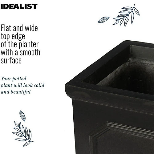 IDEALIST Chelsea Flower Box Square Garden Planter, Faux Lead Dark Grey Light StoneOutdoor Large Plant Pot W55 H55 L55 Cm, 166L 3 IDEALIST Chelsea Flower Box Square Garden Planter, Faux Lead Dark Grey Light StoneOutdoor Large Plant Pot W55 H55 L55 Cm, 166L - Image 3