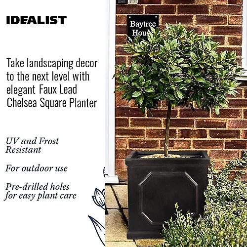 IDEALIST Chelsea Flower Box Square Garden Planter, Faux Lead Dark Grey Light StoneOutdoor Large Plant Pot W55 H55 L55 Cm, 166L 4 IDEALIST Chelsea Flower Box Square Garden Planter, Faux Lead Dark Grey Light StoneOutdoor Large Plant Pot W55 H55 L55 Cm, 166L - Image 4