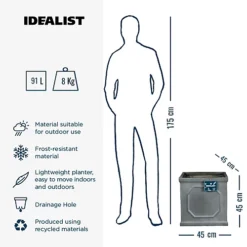 IDEALIST Chelsea Flower Box Square Garden Planter, Faux Lead Grey Light Stone Outdoor Large Plant Pot W45 H45 L45 Cm, 91L -Outsunny Garden Zone idealist chelsea flower box square garden planter faux lead grey light stone outdoor large plant pot w45 h45 l45 cm 91l5060432416560 04c MP