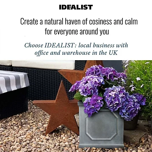 IDEALIST Chelsea Flower Box Square Garden Planter, Faux Lead Grey Light Stone Outdoor Plant Pot W30 H30 L30 Cm, 27L 4 IDEALIST Chelsea Flower Box Square Garden Planter, Faux Lead Grey Light Stone Outdoor Plant Pot W30 H30 L30 Cm, 27L - Image 4