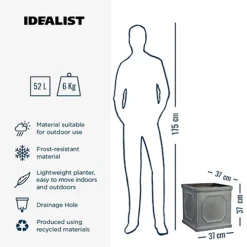 IDEALIST Chelsea Flower Box Square Garden Planter, Faux Lead Grey Light Stone Outdoor Plant Pot W37 H38 L37 Cm, 52L -Outsunny Garden Zone idealist chelsea flower box square garden planter faux lead grey light stone outdoor plant pot w37 h38 l37 cm 52l5060432416553 04c MP